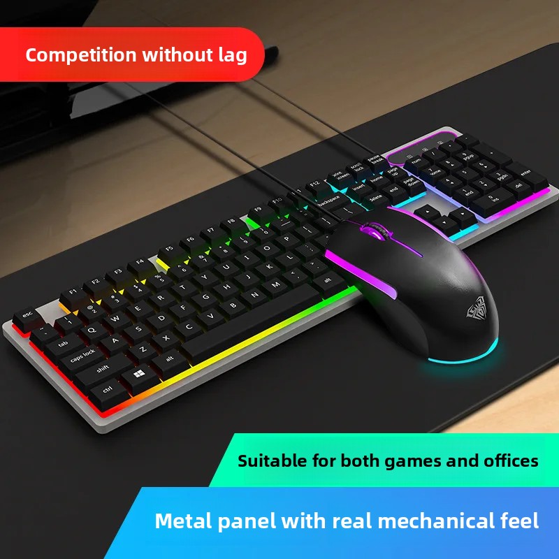 Esports Gaming Cafe - Przewodowy zestaw klawiatury i myszy do
